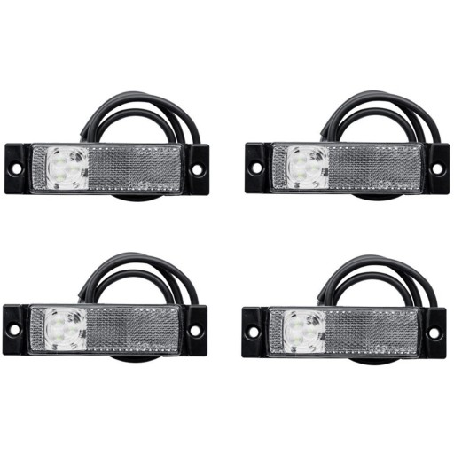 Zestaw 4x lamp obrysowych LED z odblaskiem białych