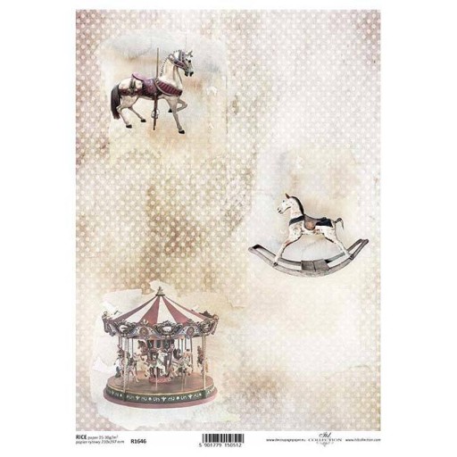 Papier ryżowy do decoupage A4 kropki karuzela