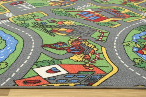 DYWAN DLA DZIECKA MIASTO DROGA ULICZKI ULICE PLAC BUDOWY O-RALLY 100x150 cm