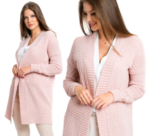 LOU_PIĘKNY GRUBY SWETER KARDIGAN W GRAFICZNY WZÓR