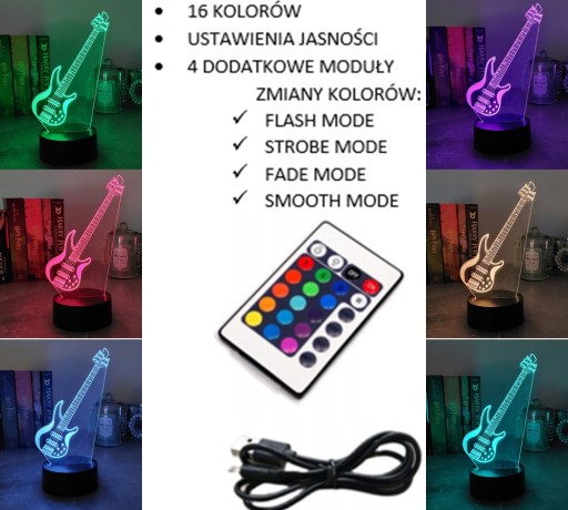 3D RGB ЭЛЕКТРОГИТАРА НОЧНИК В ПОДАРОК