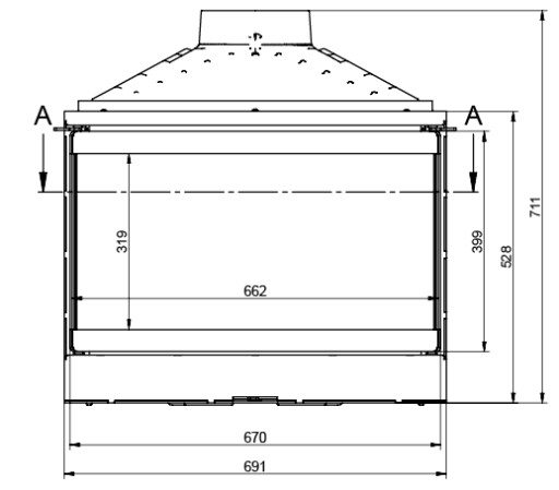 Каминная топка KFD ECO max 7 3F базовая, 3 стекла