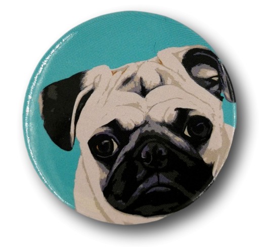 Przypinka Metalowa Okrągła Głowa Mopsa Metal Pin