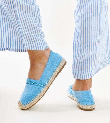 Niebieskie espadryle z cyrkoniami Abia 28837 rozmiar 38