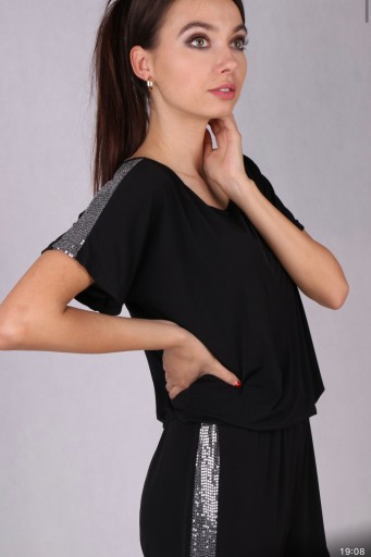 CZARNY KOMBINEZON DAMSKI PLUS SIZE PIEKNY MODNY