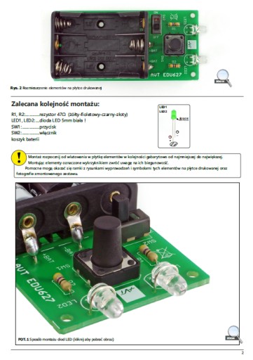 AVTEDU627 Zestaw do budowy latarki LED - zestaw do nauki lutowania