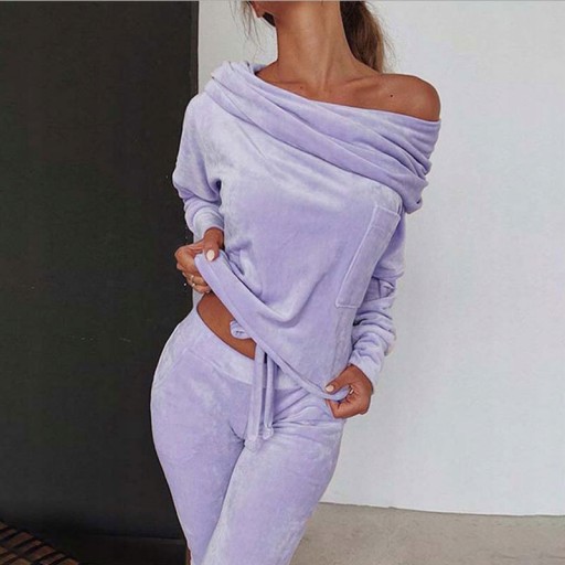Женские спортивные костюмы без застежки, фиолетовые, размер XL.