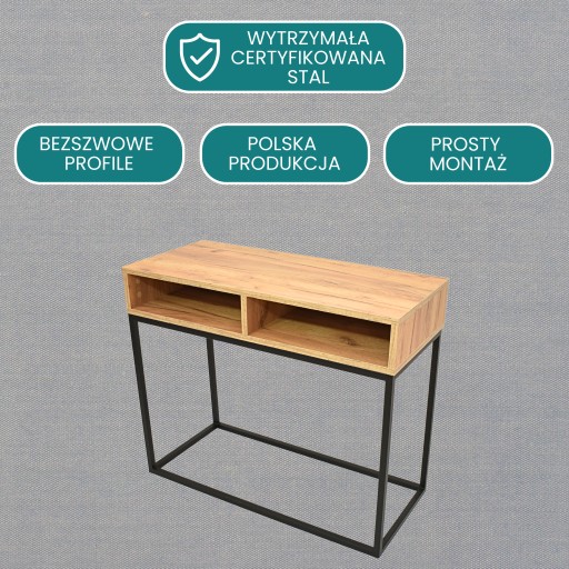 Туалетный столик, черный каркас + полки, дуб золотой крафт KoyGarden - модель III