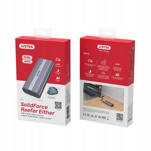 КОРПУС ДЛЯ ДИСКА M.2, PCIE, NVME/SATA 10 Гбит/с UNITEK