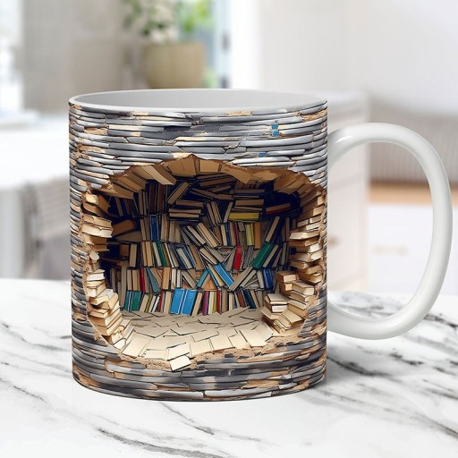 3D керамическая кружка с книжной полкой
