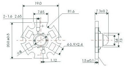 3W Powerled Powerled LED на PCB Star 45MIL, чтобы выбрать 10 цветов