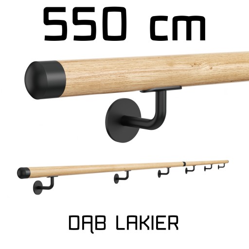 Poręcz ścienna drewniana fi42 550cm dąb naturalny dębowa lakierowana + RAL