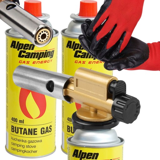 ЛАТУННАЯ ГАЗОВАЯ ГОРЕЛКА ДЛЯ ГАЗОВОГО КАРТРИДЖА + 2 ГАЗОВЫХ КАРТРИДЖА ALPEN + БЕСПЛАТНО
