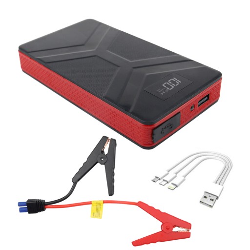 JUMP STARTER BOOSTER POWERBANK СО СВЕТОДИОДНЫМ ФОНАРЕМ + ЗАЖИМЫ 6000 мАч USB 3В1