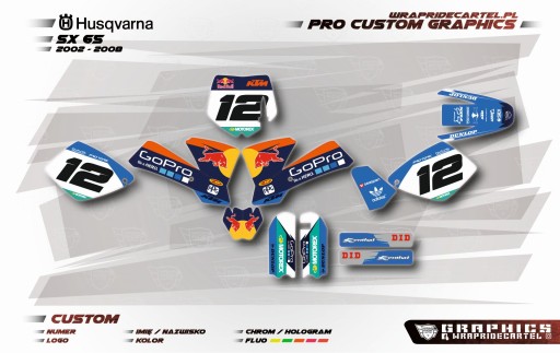 Okleina PRO MX KTM SX 65 2002 - 2008 Komplet naklejek GRAFIKA