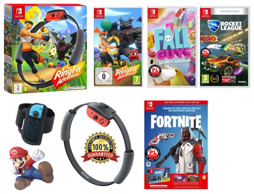Nintendo SWITCH Oled 64 ГБ, белый + 4 игры + кольцо + стекло = ВЫГОДА