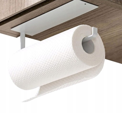 Uchwyt Wieszak na ręcznik papierowy kuchenny Loft Stal Nierdzewna Biały