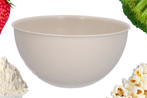 ЧАШКИ Пластиковая кухонная миска, большая, бежевая, 28 см, для салата, универсальная, 6 литров