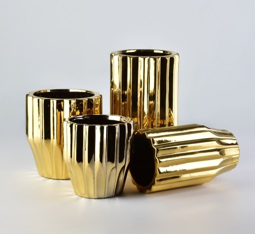 WAZON CERAMICZNY ZŁOTY GLAMOUR NA KWIATY 24,5cm