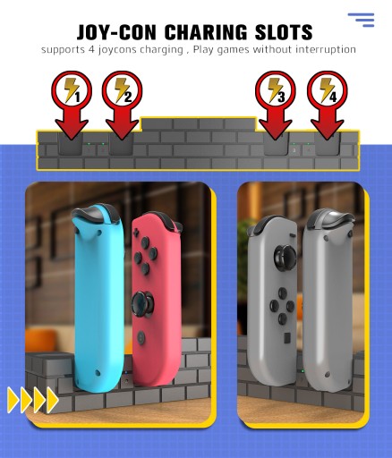 Подставка для зарядки 4x Joy-Con Switch / NS OLED Mario Bricks White