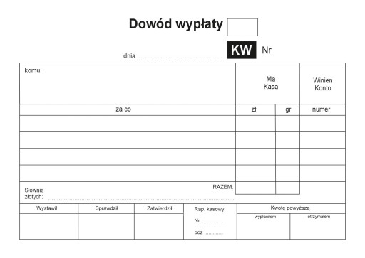 KW dowód wypłaty (A6) + DANE LOGO