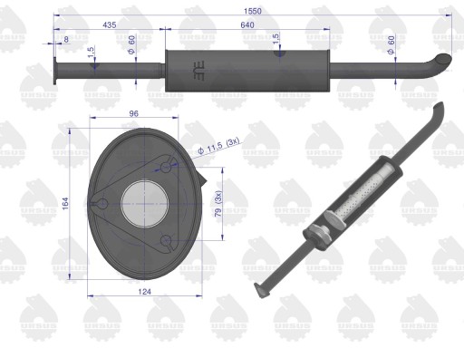 Tłumik prosty długi 1550mm 8kg C-385 ORYGINAŁ URSUS