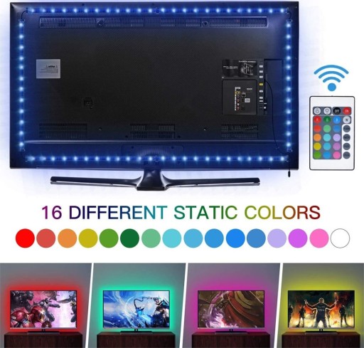 ПОДСВЕТКА ТЕЛЕВИЗОРА 16 СВЕТОДИОДОВ RGB 300см ПУЛЬТ ДУ USB