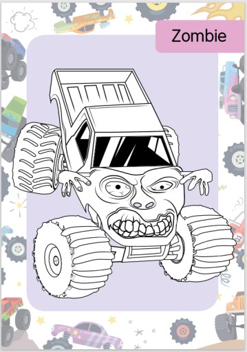 Раскраска гном с татуировками Monster Trucks 3+