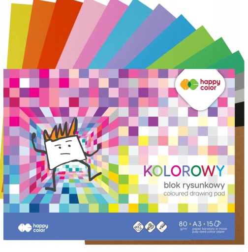 ЦВЕТНОЙ БЛОК ДЛЯ ЧЕРТЕЖА для школы А3 HAPPY COLOR Premium 80 г/м2 15 листов