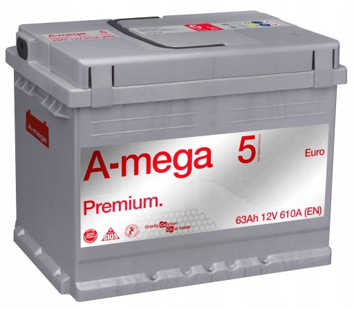 Аккумулятор AMEGA Premium M5 12В 63Ач 610А