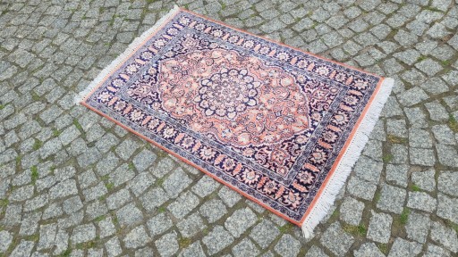 INDO GHOM LŚNIĄCY PERSKI DYWAN TKANY JEDWAB 62/104