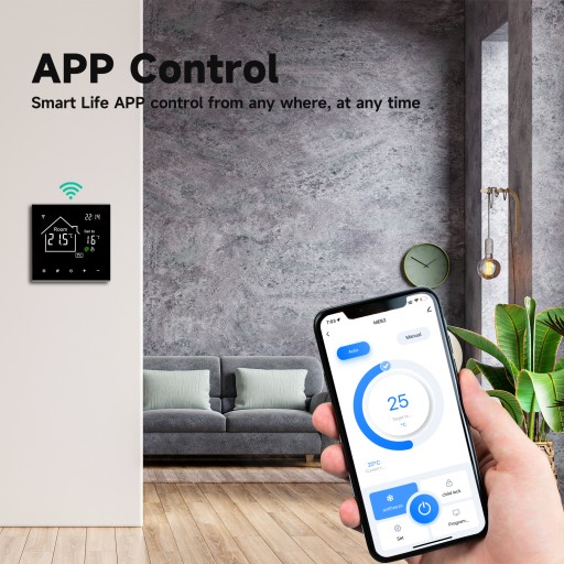 КОМНАТНЫЙ ТЕРМОСТАТ WIFI TUYA LCD для котла/водяного теплого пола 3А