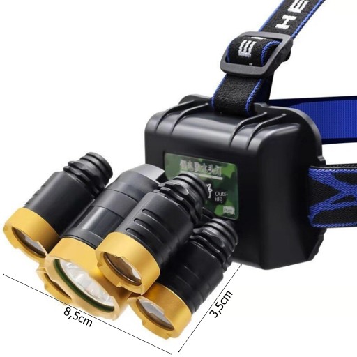 ФАРА ДЛЯ ГОЛОВЫ ФАР 5 X LED ZOOM CREE POWERFUL 4 РЕЖИМА АЛЮМИНИЙ
