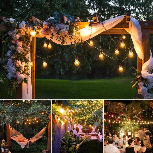 GIRLANDA ŚWIETLNA LAMPKI NA OGRODOWA 10M 33 XLED G45 BIALY CIEPLY E14