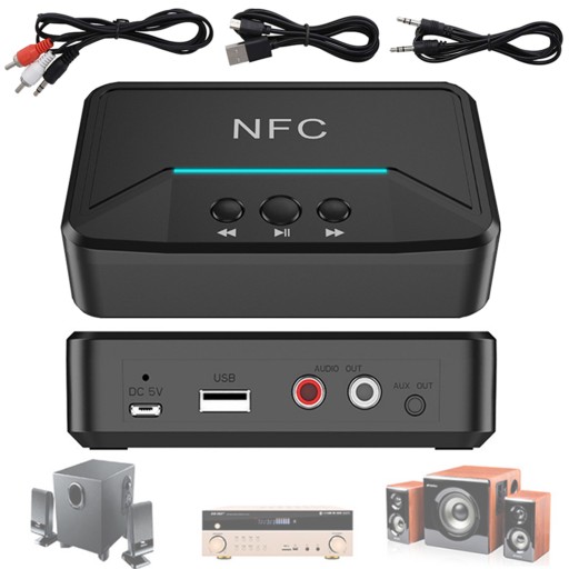 АДАПТЕР BLUETOOTH ДЛЯ СИСТЕМНОГО УСИЛИТЕЛЯ HiFi AUX CHINCH JACK 5.0 ПРИЕМНИК NFC