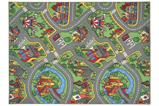 DYWAN DLA DZIECKA MIASTO DROGA ULICZKI ULICE PLAC BUDOWY O-RALLY 100x150 cm