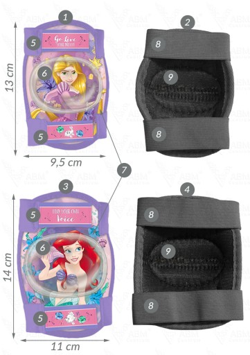 4 ЗАЩИТЫ ДЛЯ ВЕЛОСИПЕДНОГО ШЛЕМА DISNEY PRINCESS