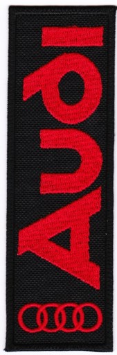 VAR Naszywka AUDI pionowa 14,5 x 4,5 cm cz/czerwona
