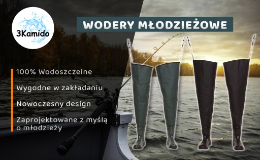 ВЕЙДЕРСЫ, молодежные вейдерсы для рыбалки 3Kamido ЧЕРНЫЕ + размер сумки 39