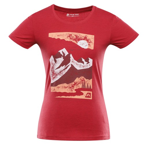 ALPINE PRO Koszulka damska turystyczna bawełniana Bolena czerwony r.XL