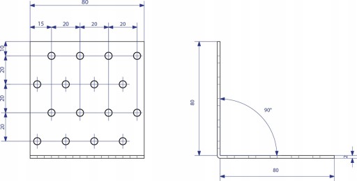Соединительный уголок для плотницких работ KM9 80x80x80x2, 50 шт.