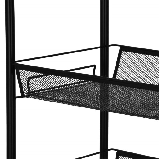 KUCHENNY REGAŁ NA KÓŁKACH CZARNY 4 PÓŁKI ŁAZIENKOWY LOFT METALOWY MOBILNY