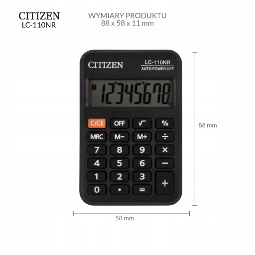 Kalkulator szkolny kieszonkowy mały CITIZEN LC-110