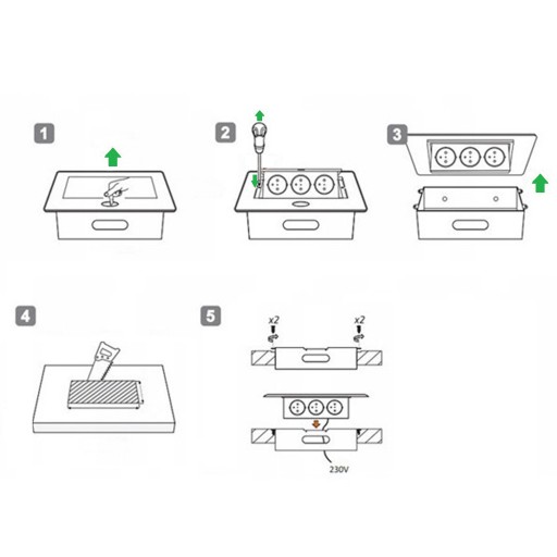Двойная розетка + USB, выдвижная, 2xFR + 2xUSB-A -ЧЕРНАЯ