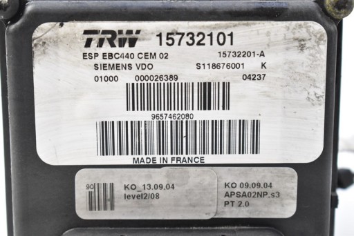 НАСОС АБС S118676001K PEUGEOT 407 1.6 HDI 04R