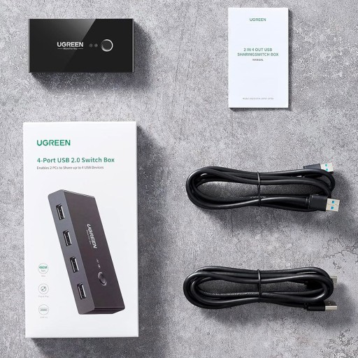 UGREEN SWITCH ADAPTER HUB SWITCH BOX 4x USB 480 МБ/С РАЗДЕЛИТЕЛЬ