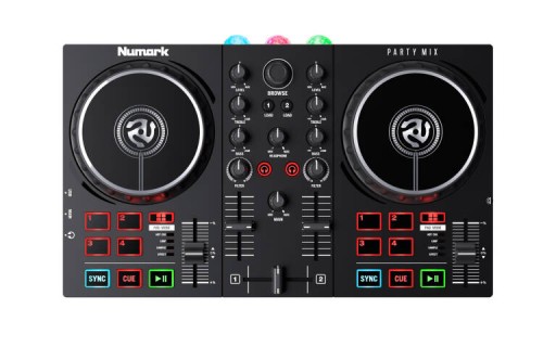 NUMARK PARTY MIX II MKII DJ КОНСОЛЬНЫЙ МИКШЕР СВЕТОДИОДНЫЙ КОНТРОЛЛЕР + НАУШНИКИ HF-125