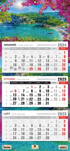 KALENDARZ TRÓJDZIELNY 2025 ROK ŚCIENNY PŁASKA GŁÓWKA KOT KOTY KOTKI SERCE