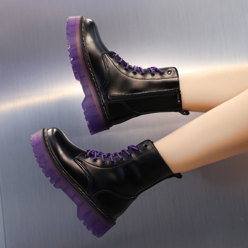 41 PLATFORMA CZARNE GLANY WORKERY KOTURNA BOTKI DAMSKIE EMO GOTH PUNK