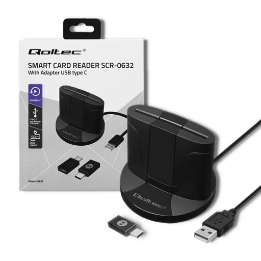 QOLTEC 50632 Интеллектуальное устройство считывания смарт-карт SCR0632 USB тип C